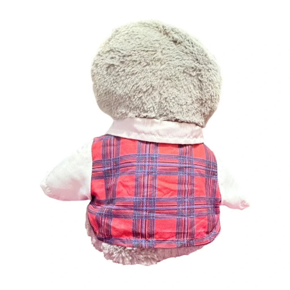 Build-A-Bear Workshop weighted Sloth‎ Plush Grey Dressed Plaid Vest Bow Tie 10in